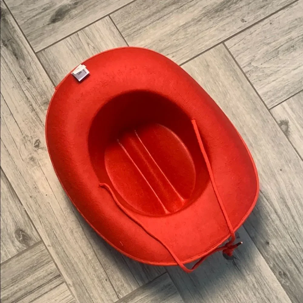 Vibrant Child Sized Red Western Cowboy Hat with Chin Strap